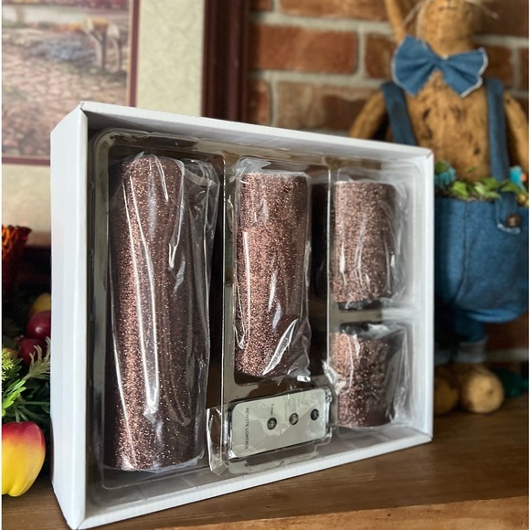5-Piece Bronze Sparkle Candle Set with Remote - Picture 2 of 9